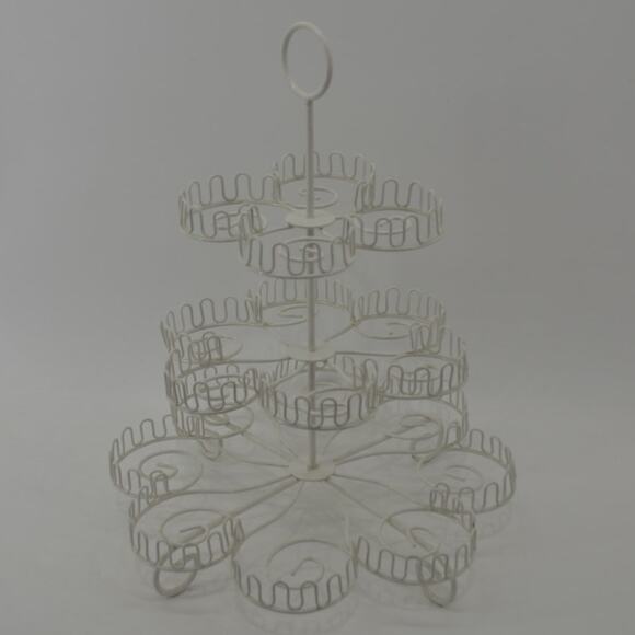 Cupcake Stand White Metal 3 Tier Holds 18 Wedding Party Pastry - Picture 2 of 13